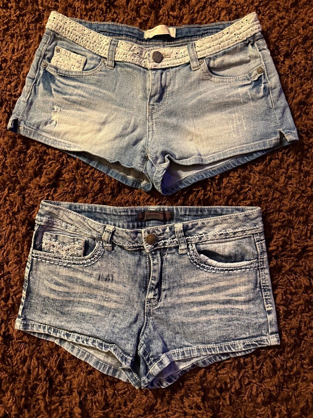 Lot of 2 NOBO Women Juniors Jean Booty Size 11 Denim Shorts Y2K